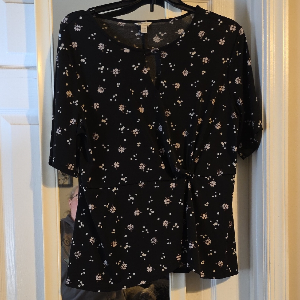 Cato Black Floral Women's Blouse